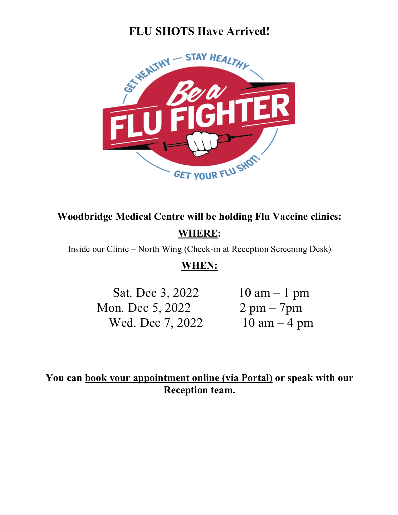 Flu shot clinic poster 11-2022
